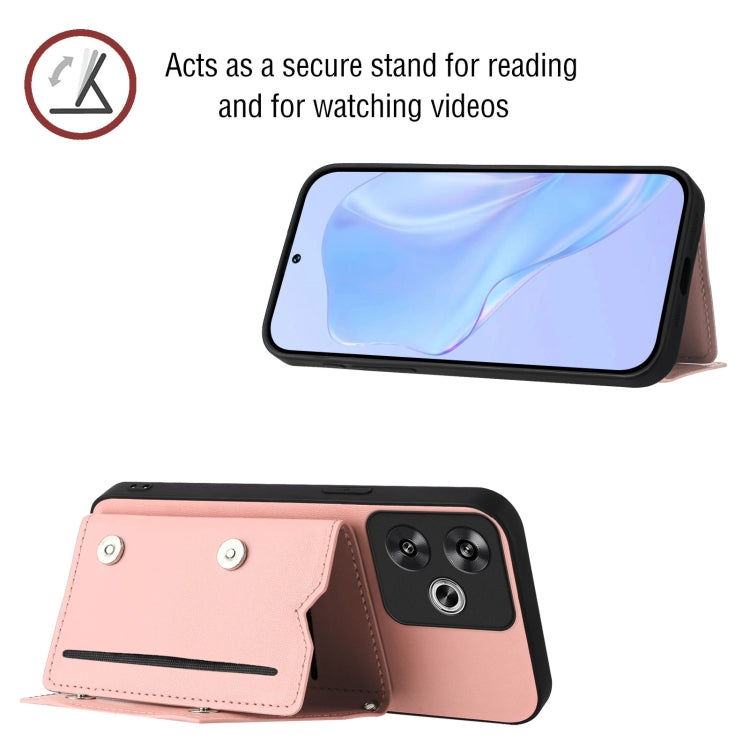 For Xiaomi Poco F6 Skin Feel Four Card Slots Phone Case with Wrist Strap
