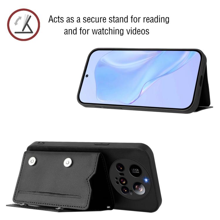 For Xiaomi 15 Ultra Skin Feel Four Card Slots Phone Case with Wrist Strap