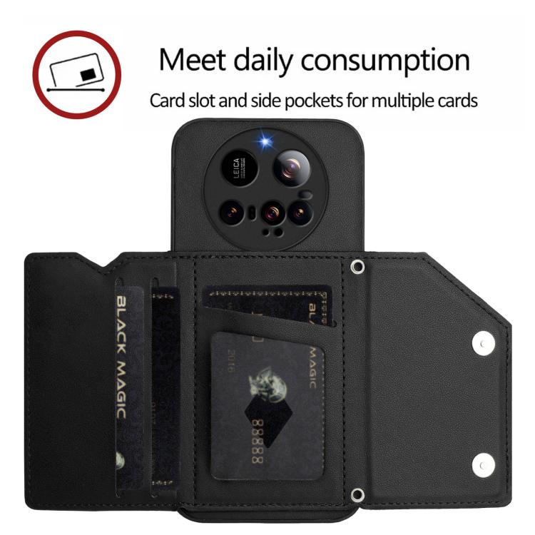 For Xiaomi 15 Ultra Skin Feel Four Card Slots Phone Case with Wrist Strap