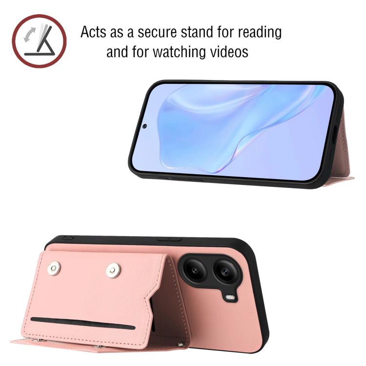 For Xiaomi Poco X7 Pro Skin Feel Four Card Slots Phone Case with Wrist Strap