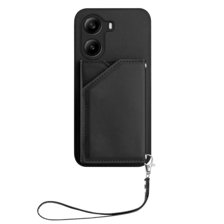 For Xiaomi Poco X7 Pro Skin Feel Four Card Slots Phone Case with Wrist Strap
