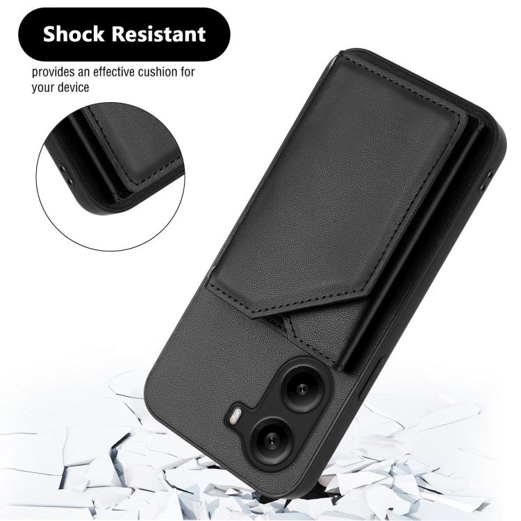 For Xiaomi Poco X7 Pro Skin Feel Four Card Slots Phone Case with Wrist Strap