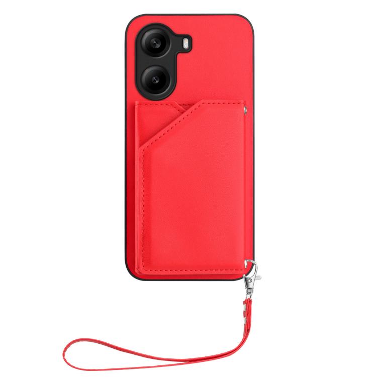 For Xiaomi Poco X7 Pro Skin Feel Four Card Slots Phone Case with Wrist Strap