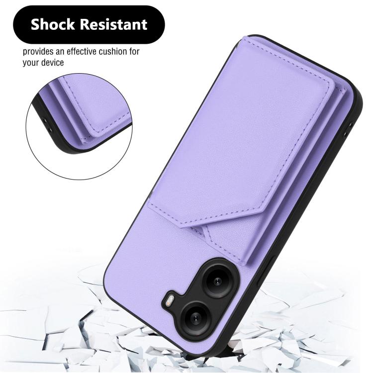 For Xiaomi Poco X7 Pro Skin Feel Four Card Slots Phone Case with Wrist Strap