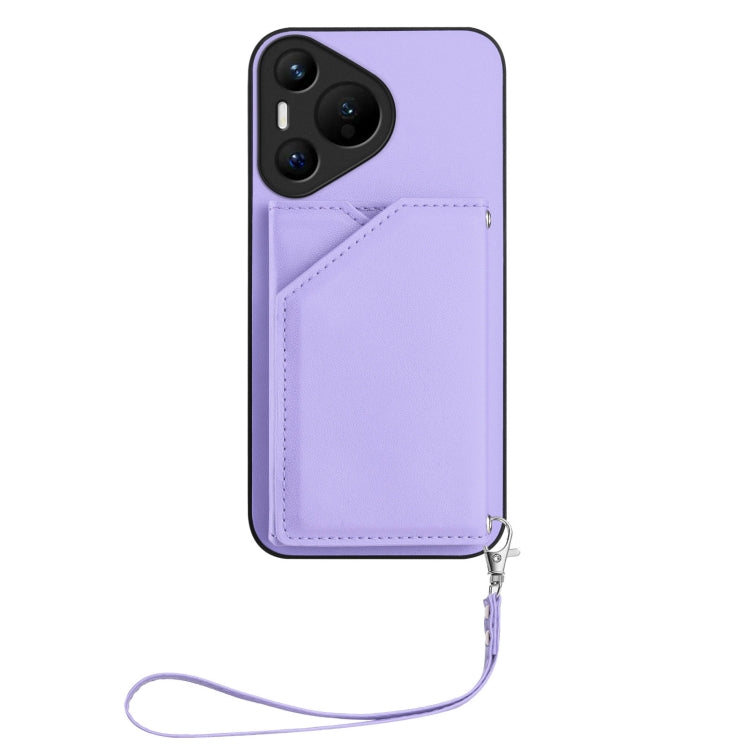 For Huawei Pura 70 Skin Feel Four Card Slots Phone Case with Wrist Strap