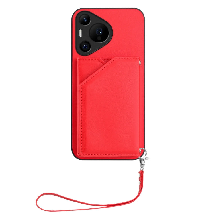 For Huawei Pura 70 Pro Skin Feel Four Card Slots Phone Case with Wrist Strap