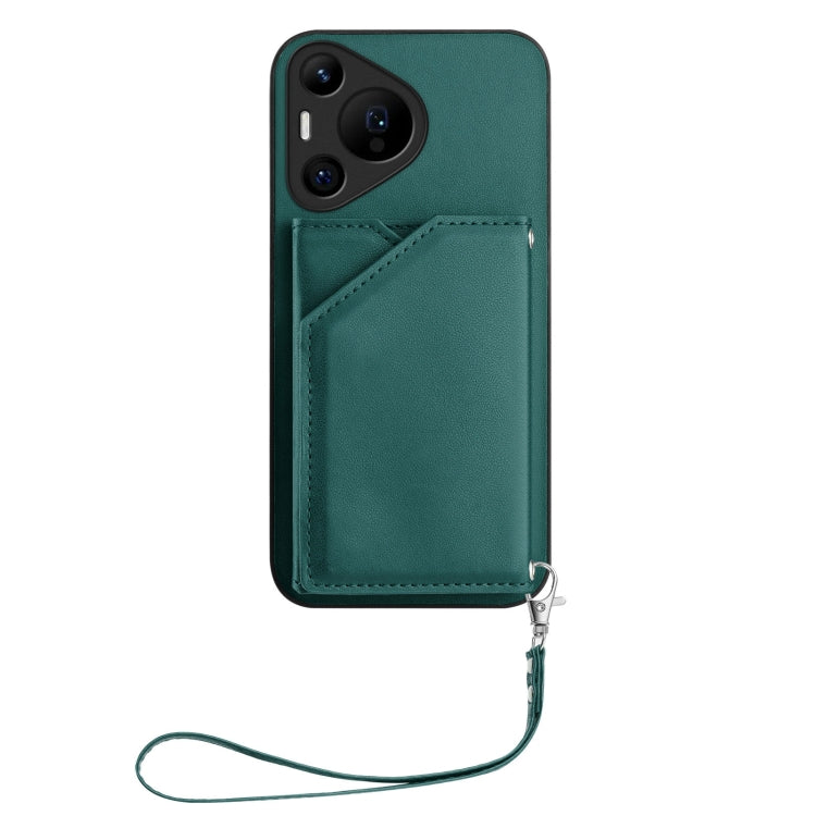 For Huawei Pura 70 Pro Skin Feel Four Card Slots Phone Case with Wrist Strap
