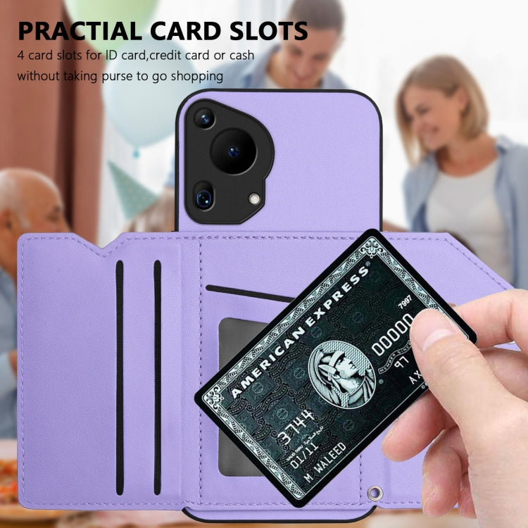 For Huawei Pura 70 Ultra Skin Feel Four Card Slots Phone Case with Wrist Strap
