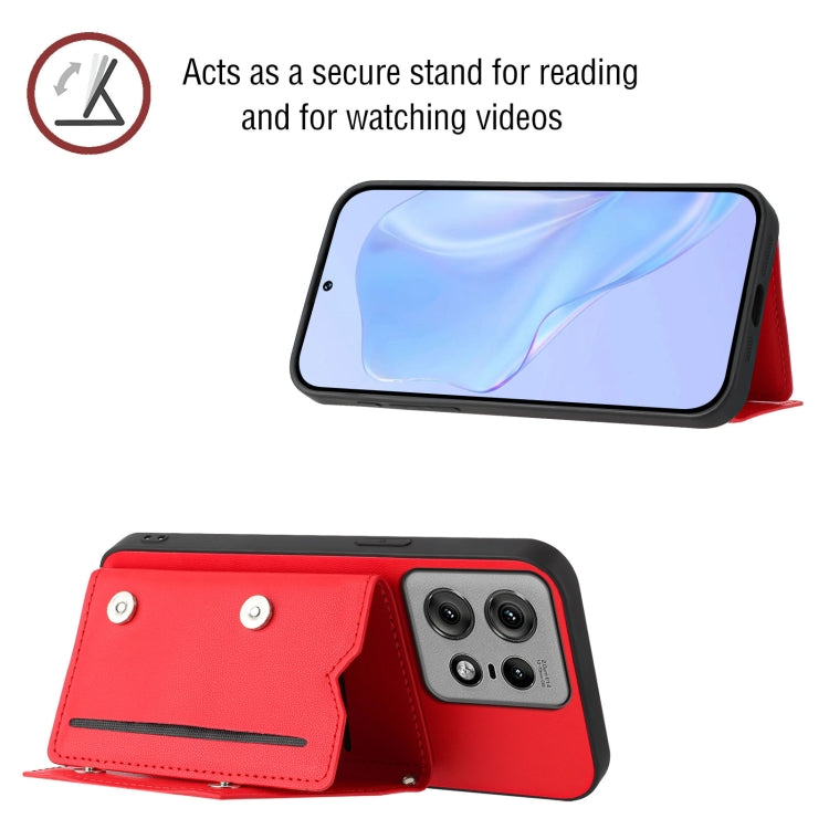 For Motorola Edge 50 Pro Skin Feel Four Card Slots Phone Case with Wrist Strap
