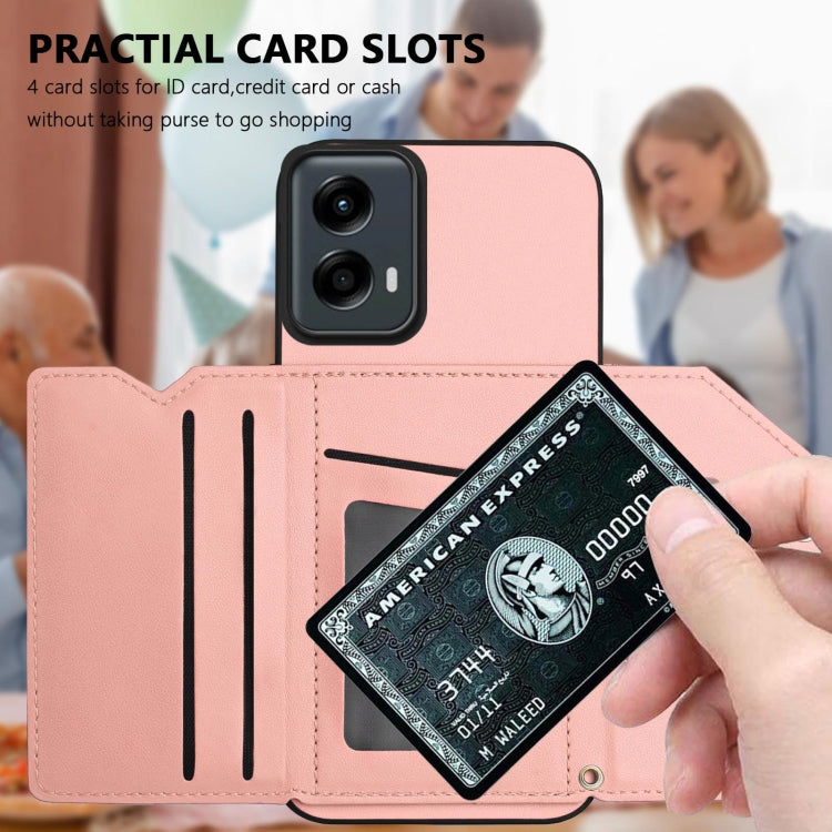 For Motorola Moto G 5G 2024 Skin Feel Four Card Slots Phone Case with Wrist Strap