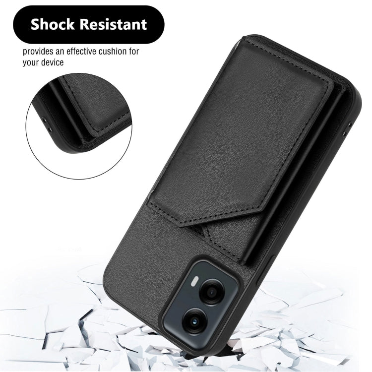 For Motorola Moto G 5G 2024 Skin Feel Four Card Slots Phone Case with Wrist Strap