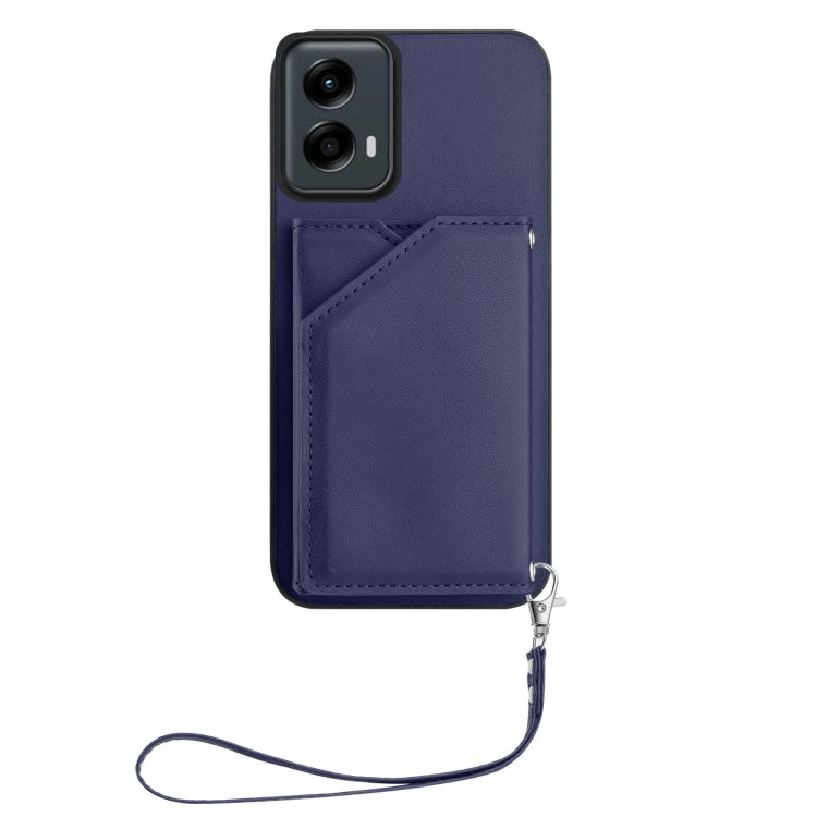 For Motorola Moto G 5G 2024 Skin Feel Four Card Slots Phone Case with Wrist Strap
