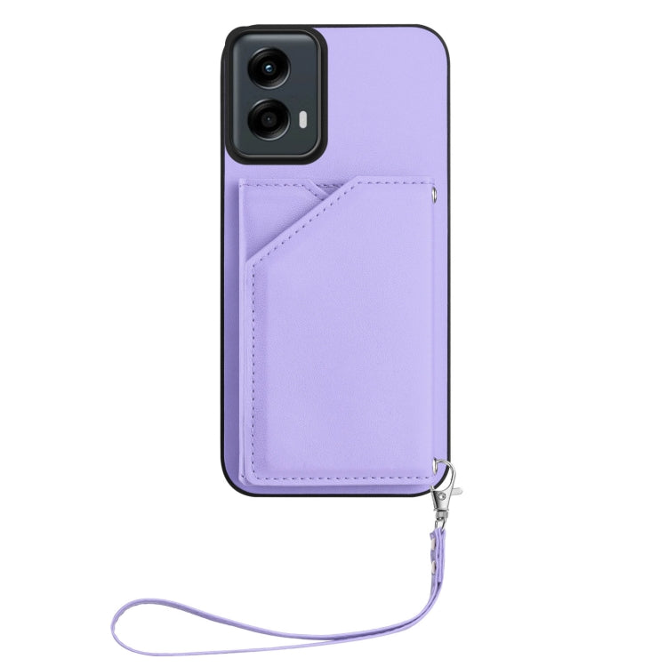 For Motorola Moto G 5G 2024 Skin Feel Four Card Slots Phone Case with Wrist Strap