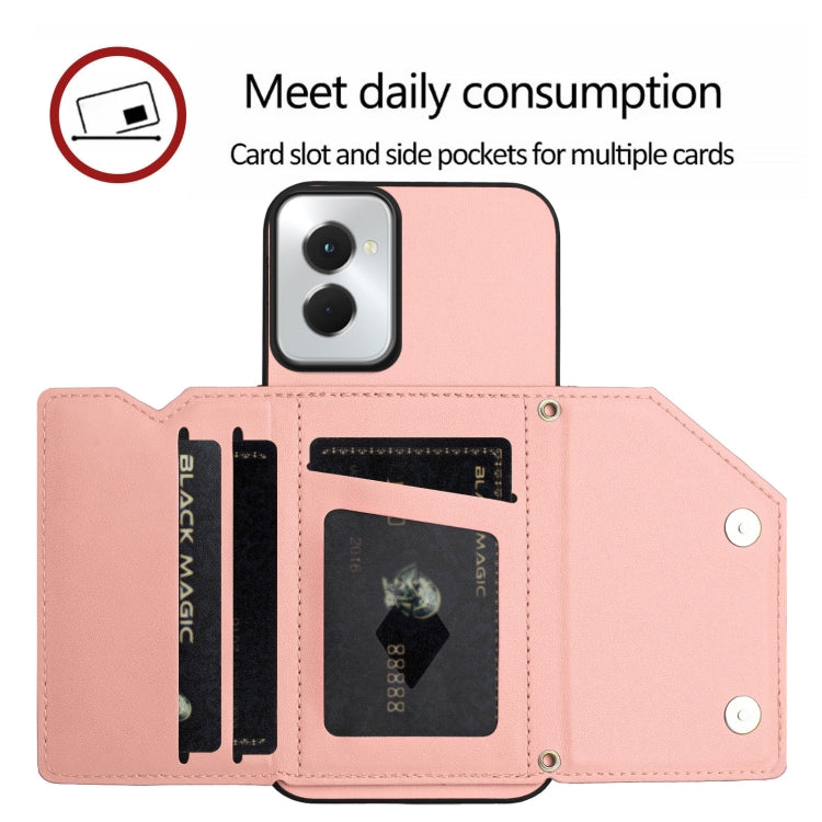 For Motorola Moto G Play 2024 5G Skin Feel Four Card Slots Phone Case with Wrist Strap