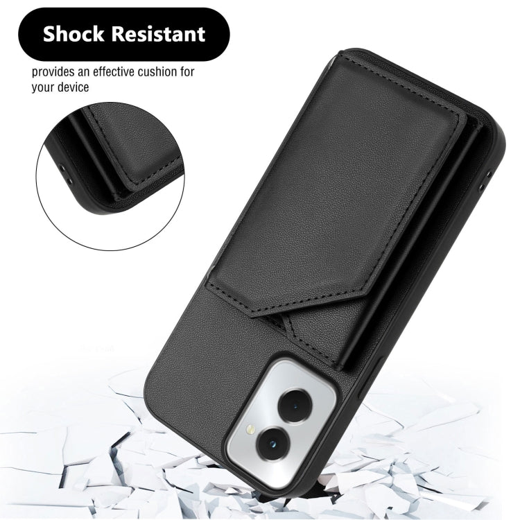 For Motorola Moto G Play 2024 5G Skin Feel Four Card Slots Phone Case with Wrist Strap