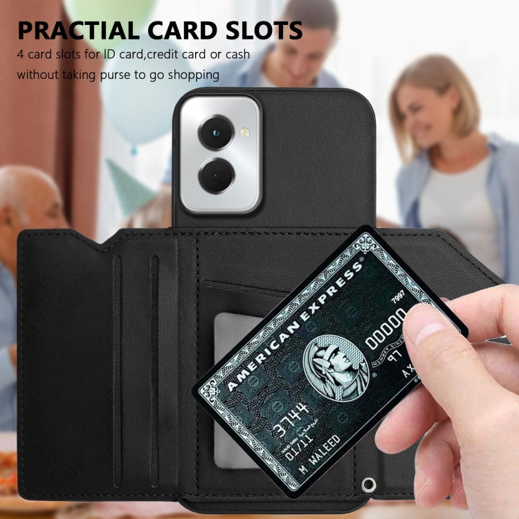 For Motorola Moto G Play 2024 5G Skin Feel Four Card Slots Phone Case with Wrist Strap