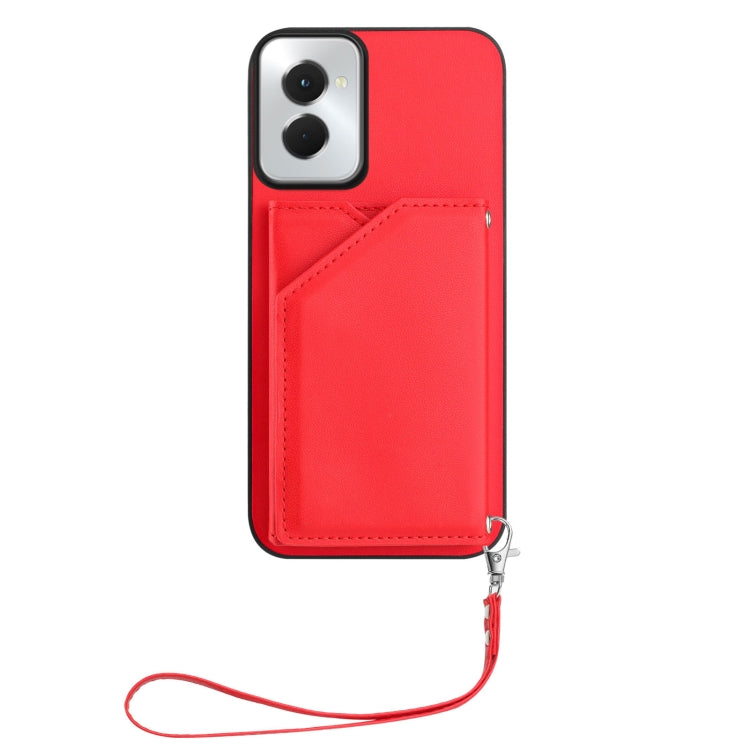 For Motorola Moto G Play 2024 5G Skin Feel Four Card Slots Phone Case with Wrist Strap