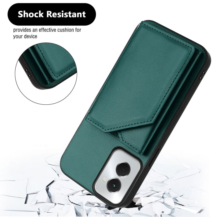 For Motorola Moto G Play 2024 5G Skin Feel Four Card Slots Phone Case with Wrist Strap