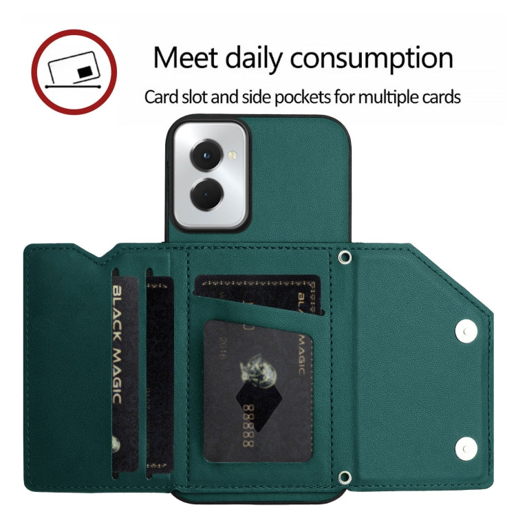 For Motorola Moto G Play 2024 5G Skin Feel Four Card Slots Phone Case with Wrist Strap