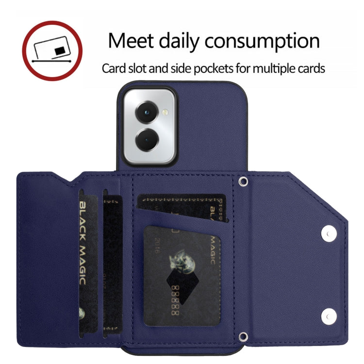 For Motorola Moto G Play 2024 5G Skin Feel Four Card Slots Phone Case with Wrist Strap
