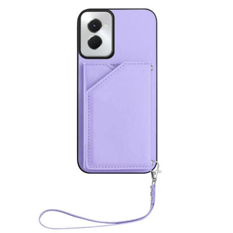 For Motorola Moto G Play 2024 5G Skin Feel Four Card Slots Phone Case with Wrist Strap