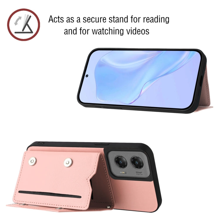 For Motorola Moto G Stylus 5G 2024 Skin Feel Four Card Slots Phone Case with Wrist Strap