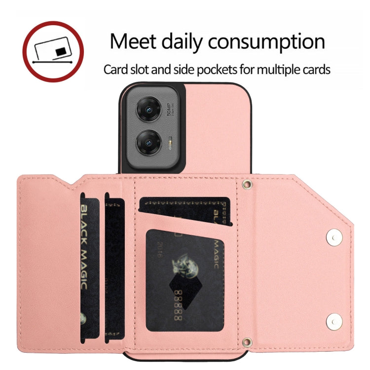For Motorola Moto G Stylus 5G 2024 Skin Feel Four Card Slots Phone Case with Wrist Strap