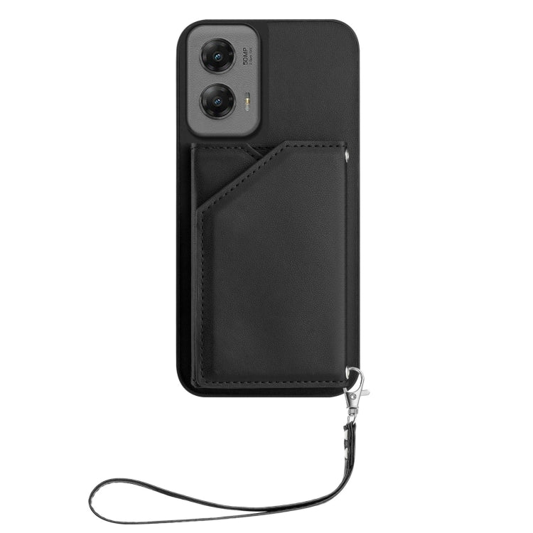 For Motorola Moto G Stylus 5G 2024 Skin Feel Four Card Slots Phone Case with Wrist Strap