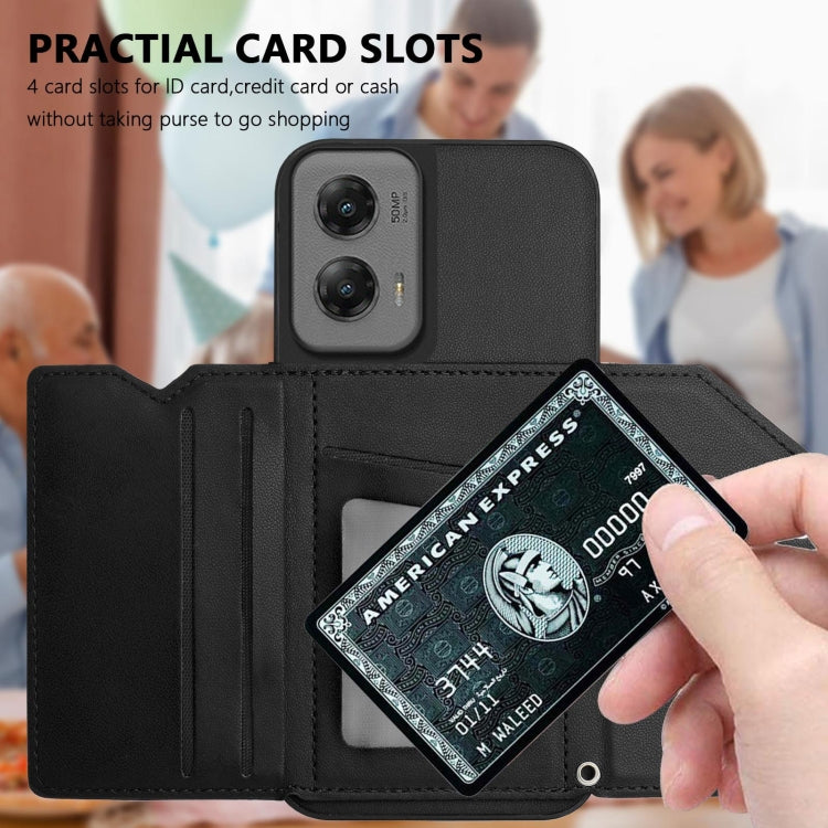 For Motorola Moto G Stylus 5G 2024 Skin Feel Four Card Slots Phone Case with Wrist Strap