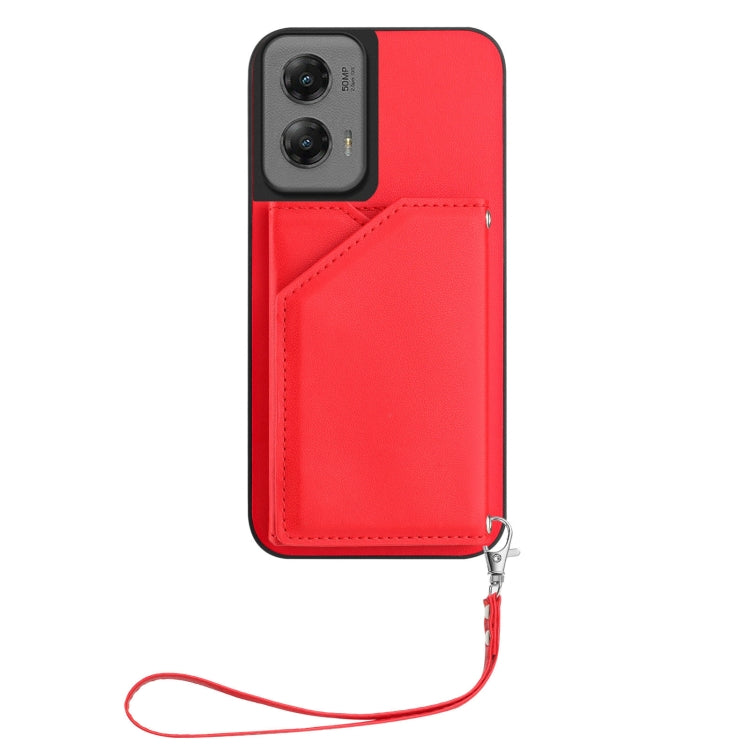 For Motorola Moto G Stylus 5G 2024 Skin Feel Four Card Slots Phone Case with Wrist Strap