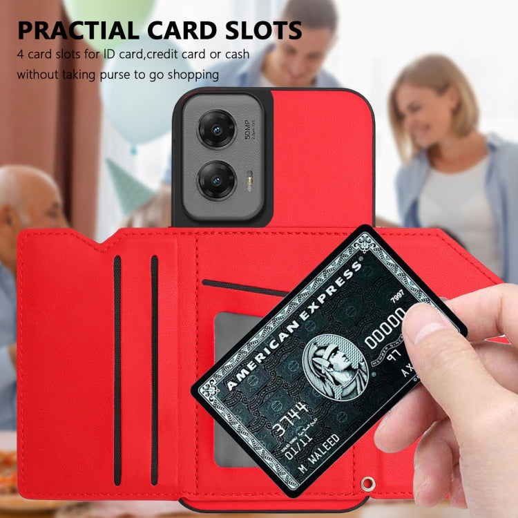 For Motorola Moto G Stylus 5G 2024 Skin Feel Four Card Slots Phone Case with Wrist Strap
