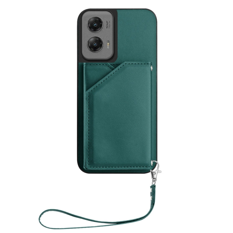 For Motorola Moto G Stylus 5G 2024 Skin Feel Four Card Slots Phone Case with Wrist Strap