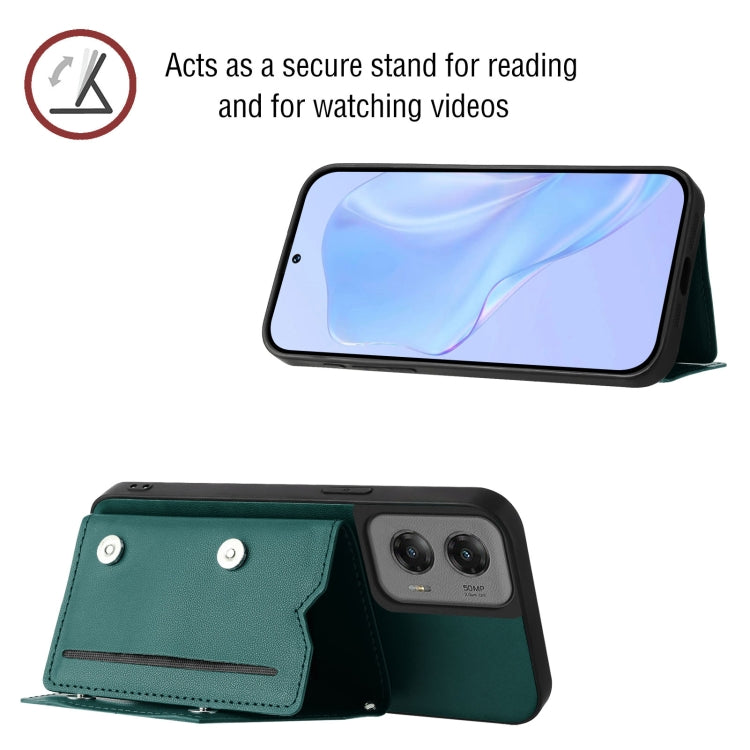For Motorola Moto G Stylus 5G 2024 Skin Feel Four Card Slots Phone Case with Wrist Strap