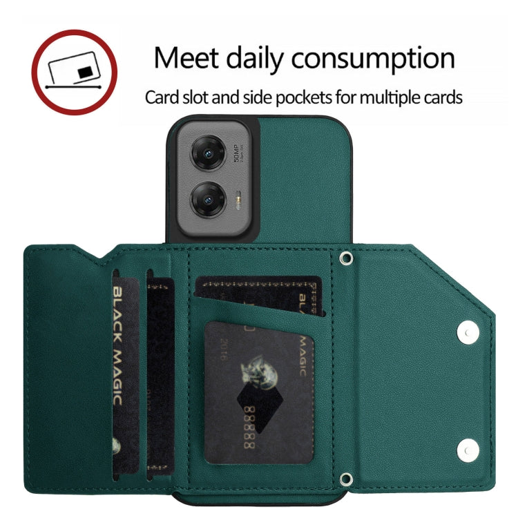 For Motorola Moto G Stylus 5G 2024 Skin Feel Four Card Slots Phone Case with Wrist Strap