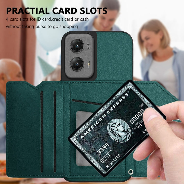 For Motorola Moto G Stylus 5G 2024 Skin Feel Four Card Slots Phone Case with Wrist Strap