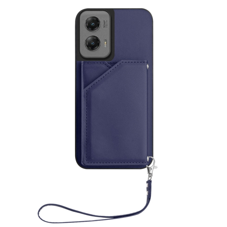 For Motorola Moto G Stylus 5G 2024 Skin Feel Four Card Slots Phone Case with Wrist Strap