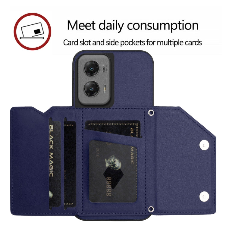 For Motorola Moto G Stylus 5G 2024 Skin Feel Four Card Slots Phone Case with Wrist Strap