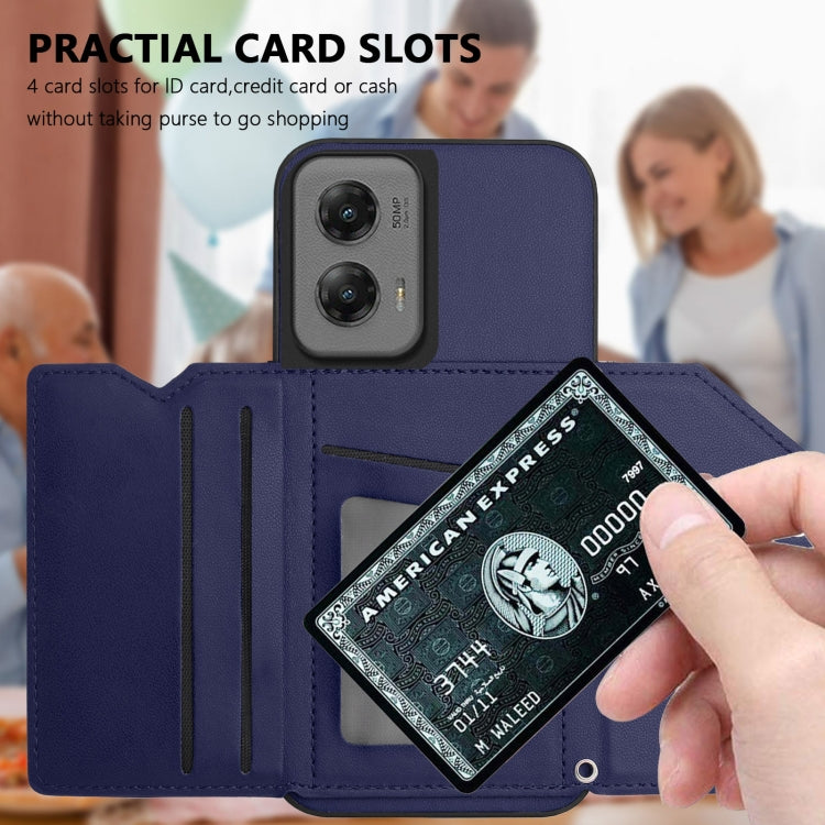 For Motorola Moto G Stylus 5G 2024 Skin Feel Four Card Slots Phone Case with Wrist Strap