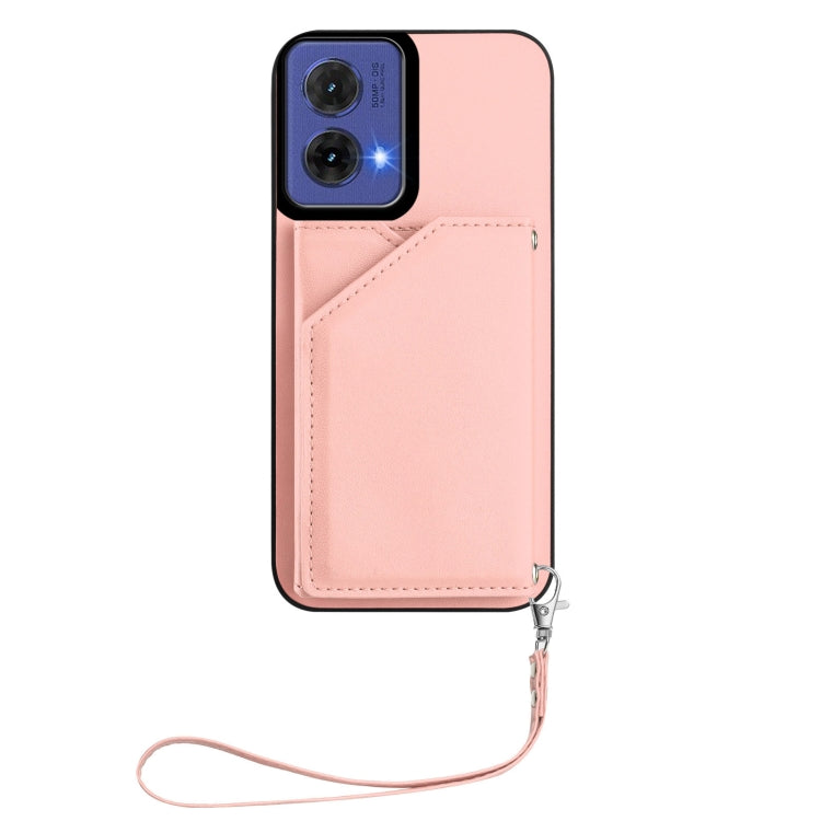 For Motorola S50 Neo Skin Feel Four Card Slots Phone Case with Wrist Strap