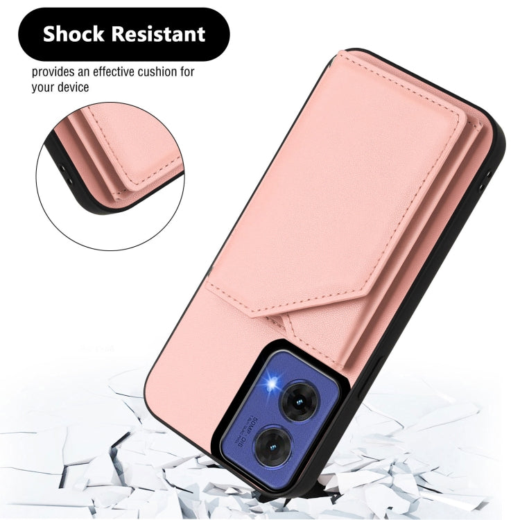 For Motorola S50 Neo Skin Feel Four Card Slots Phone Case with Wrist Strap
