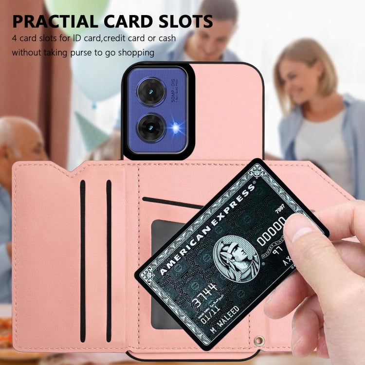 For Motorola S50 Neo Skin Feel Four Card Slots Phone Case with Wrist Strap