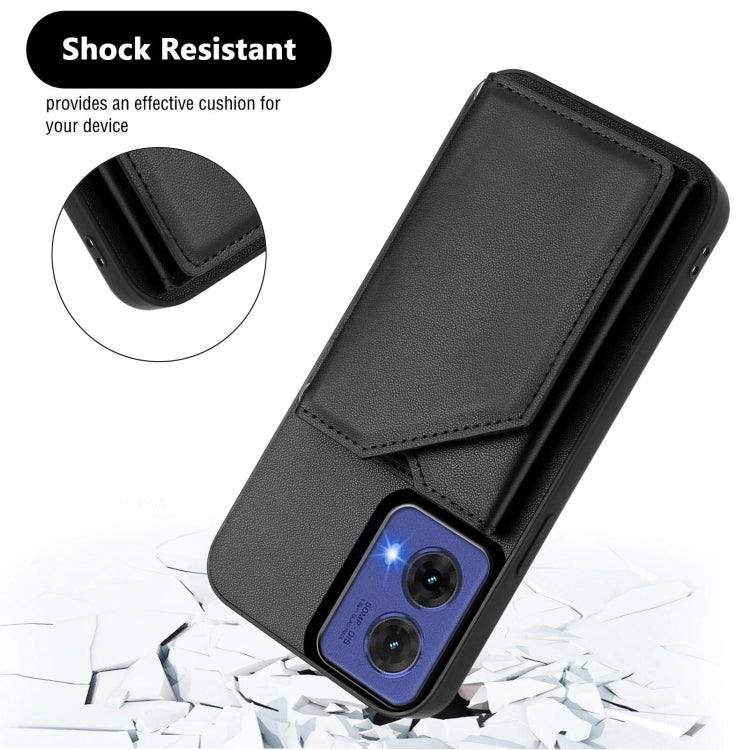 For Motorola S50 Neo Skin Feel Four Card Slots Phone Case with Wrist Strap