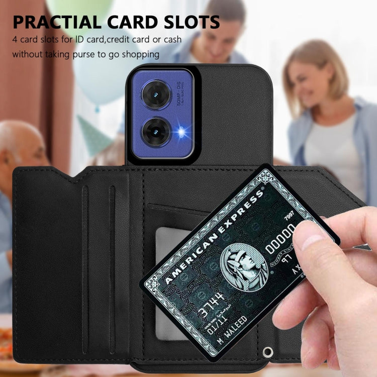 For Motorola S50 Neo Skin Feel Four Card Slots Phone Case with Wrist Strap
