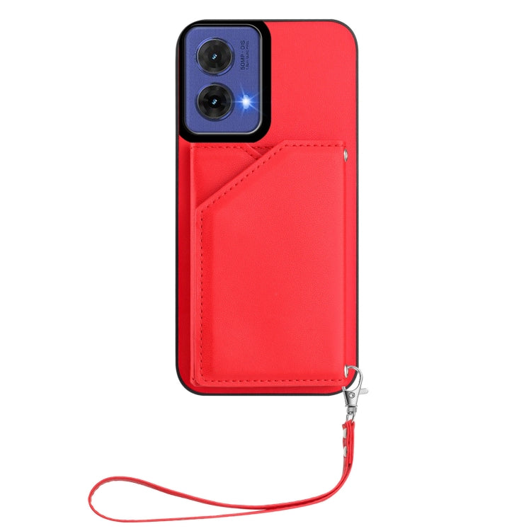 For Motorola S50 Neo Skin Feel Four Card Slots Phone Case with Wrist Strap