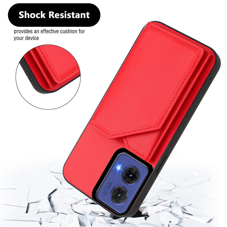 For Motorola S50 Neo Skin Feel Four Card Slots Phone Case with Wrist Strap