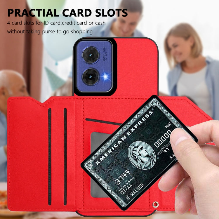 For Motorola S50 Neo Skin Feel Four Card Slots Phone Case with Wrist Strap
