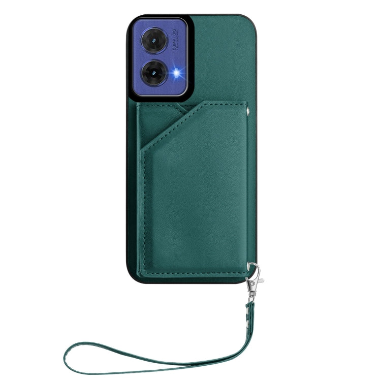For Motorola S50 Neo Skin Feel Four Card Slots Phone Case with Wrist Strap