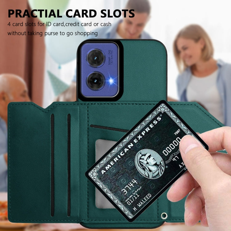 For Motorola S50 Neo Skin Feel Four Card Slots Phone Case with Wrist Strap