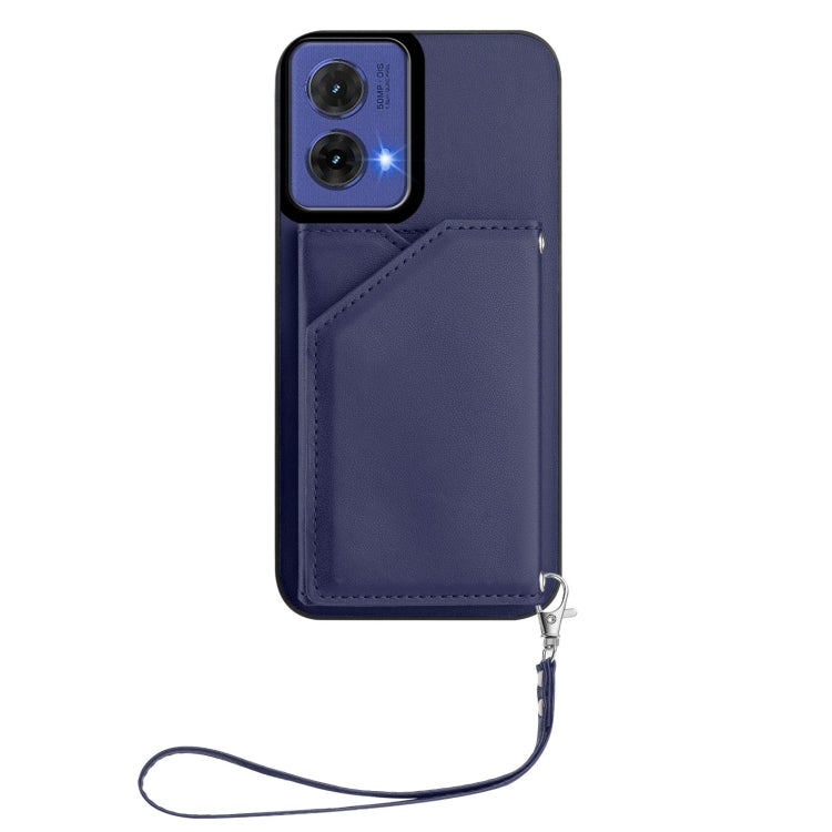 For Motorola S50 Neo Skin Feel Four Card Slots Phone Case with Wrist Strap