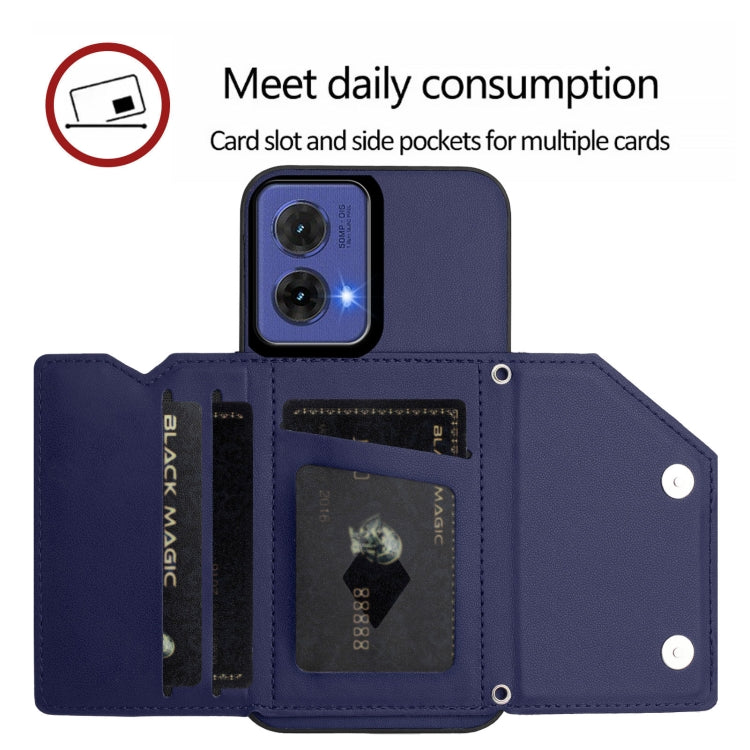 For Motorola S50 Neo Skin Feel Four Card Slots Phone Case with Wrist Strap